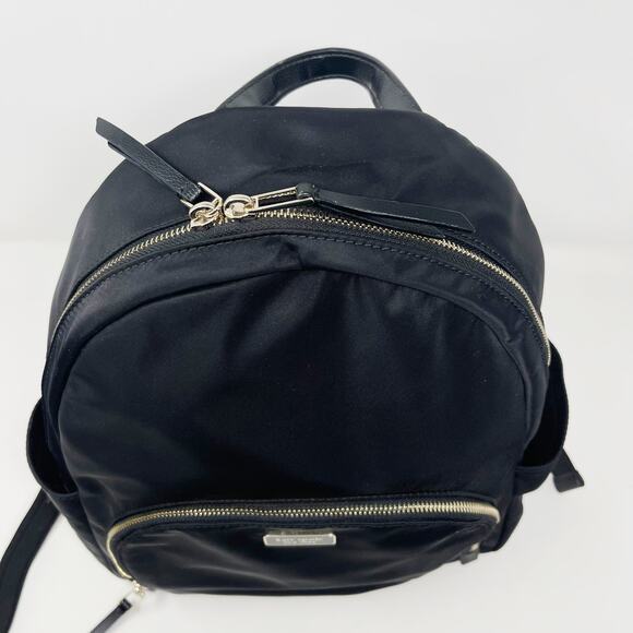 Kate Spade Black Dawn Backpack Nylon Zip Closure Front Pocket Waterbottle Slip - Picture 5 of 13